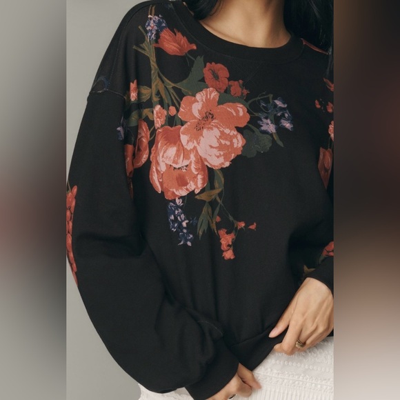 Anthropologie’s Niki Black Floral Sweatshirt from Pilcro - Picture 2 of 5